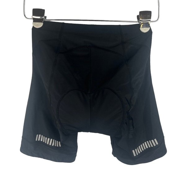 NOOYME Shorts Women's Size Small Cycling Padded Reflective Logo Mid Thigh Black - Picture 7 of 8